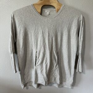 Garnet Hill‎ 100% Organic Cotton Gray Kangaroo Pocket Sweater Tunic Top Size XL